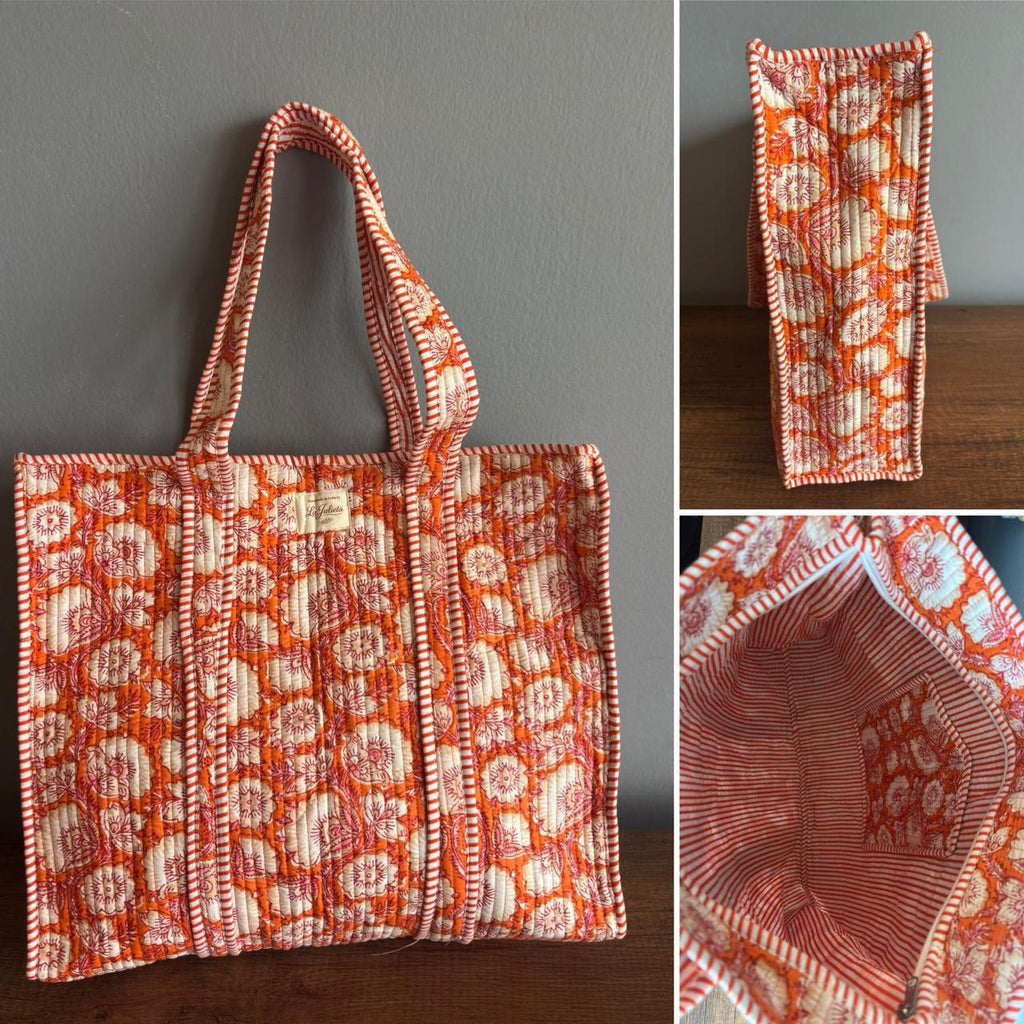 Tote Bag Orange Flowers